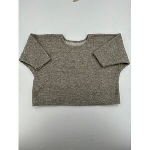 Women's Boiled Wool Short-Sleeve Grey Oversized Boxy Top
